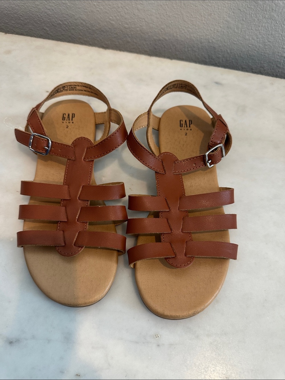 GAP Kids Brown Leather-Strap Gladiator Sandals